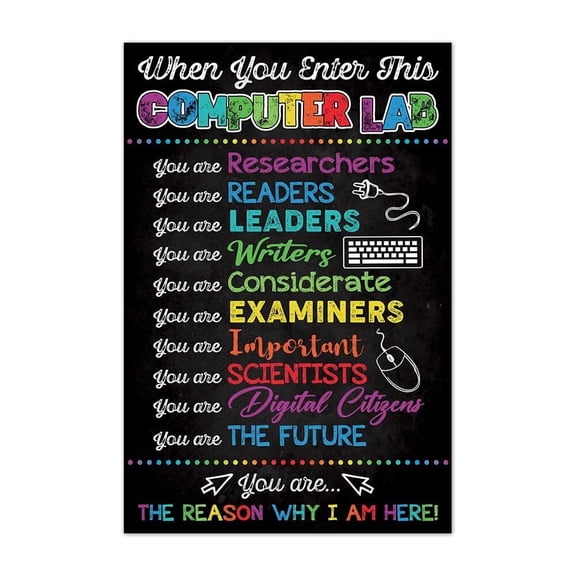 Computer Poster Computer Science Classroom, Multicolor, Letter Print poster