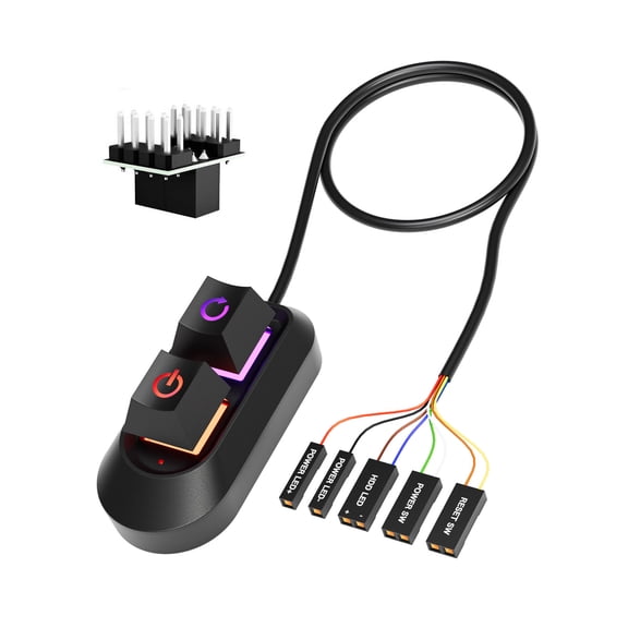 Computer Power Button Extension Cable Set Featuring Tactiled Switches Splitter Adapter with Lighting For Enthusiasts