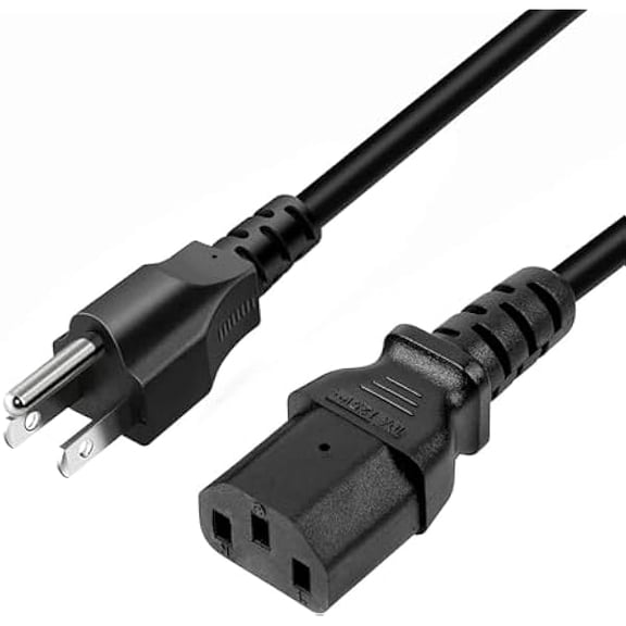 Computer Power Cord for PC, Monitor, Desktop, 3 Prong Power Cable, 6ft, 18 AWG, 250 Volts, 10A, UL