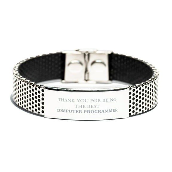 Computer Programmer Bracelet - Unique Stainless Steel Gift for Programmers, Thank You for being the Best, Birthday, Graduation, Christmas, Confidence, Inspirational