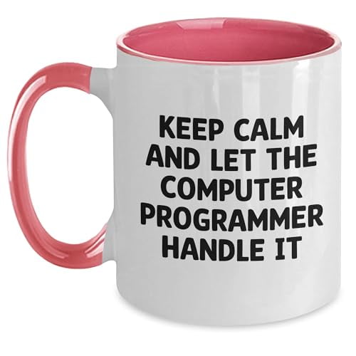 Computer Programmer Gifts for Him, Keep Calm And Let The Computer Programmer Handle It, Two Tone Coffee Mug, Christmas Unique Gifts from Men, Gifts for Computer Programmer
