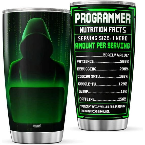 Computer Programmers Tumblers Programmer Funny Humor Coffee Stainless Steel Tumbler 20 Oz Cup Mug Funny Insulated Travel Mugs Gifts For Engineer Men Boyfriend Birthday