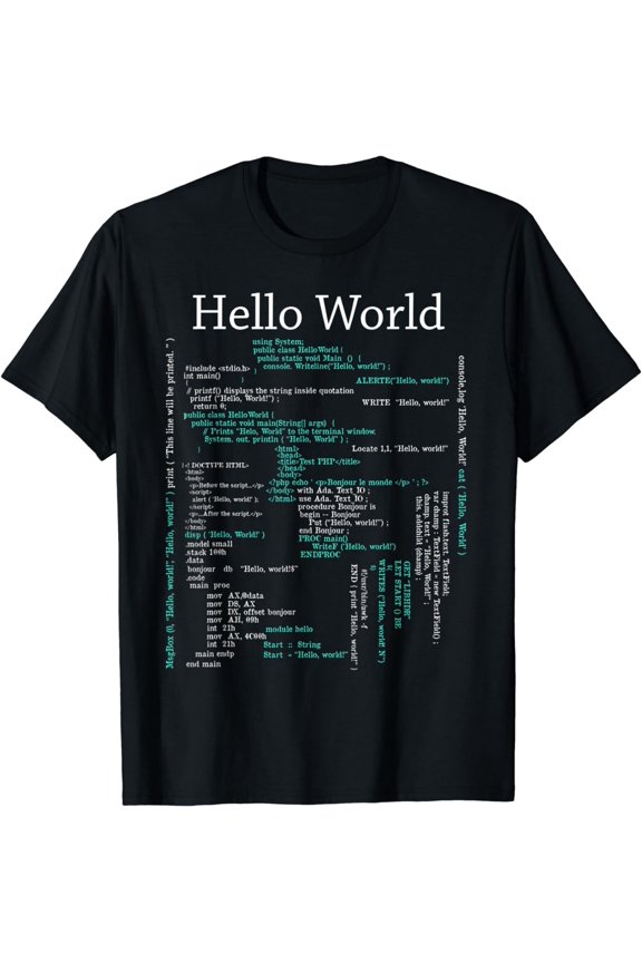 Computer Programming Languages Hello Funny Coding World T-Shirt