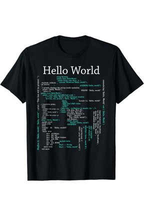 Computer Programming Languages Hello Funny Coding World T-Shirt