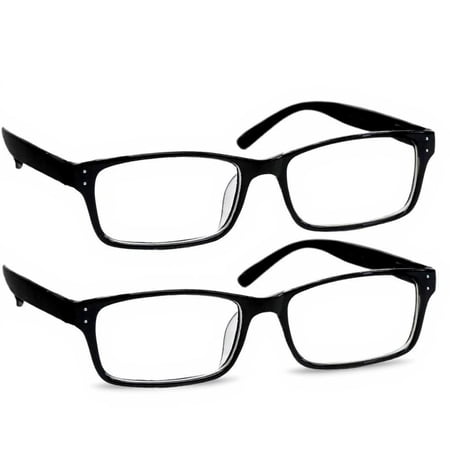 Computer Reading Glasses +1.00 | 2 Pack of Readers for Men and Women | 2 Black