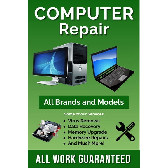 Computer Repair All brands and models Advertising Poster Sign