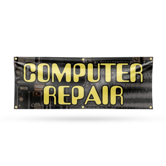 Computer Repair Banner Sign 24 Inch x 72 Inch | 13 oz Vinyl with Metal Grommets | Heavy-Duty Single-Sided Outdoor Durable Printed High-Quality Weatherproof | Made in the USA