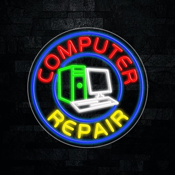Computer Repair LED Neon Sign 26"L x 26"H #31316