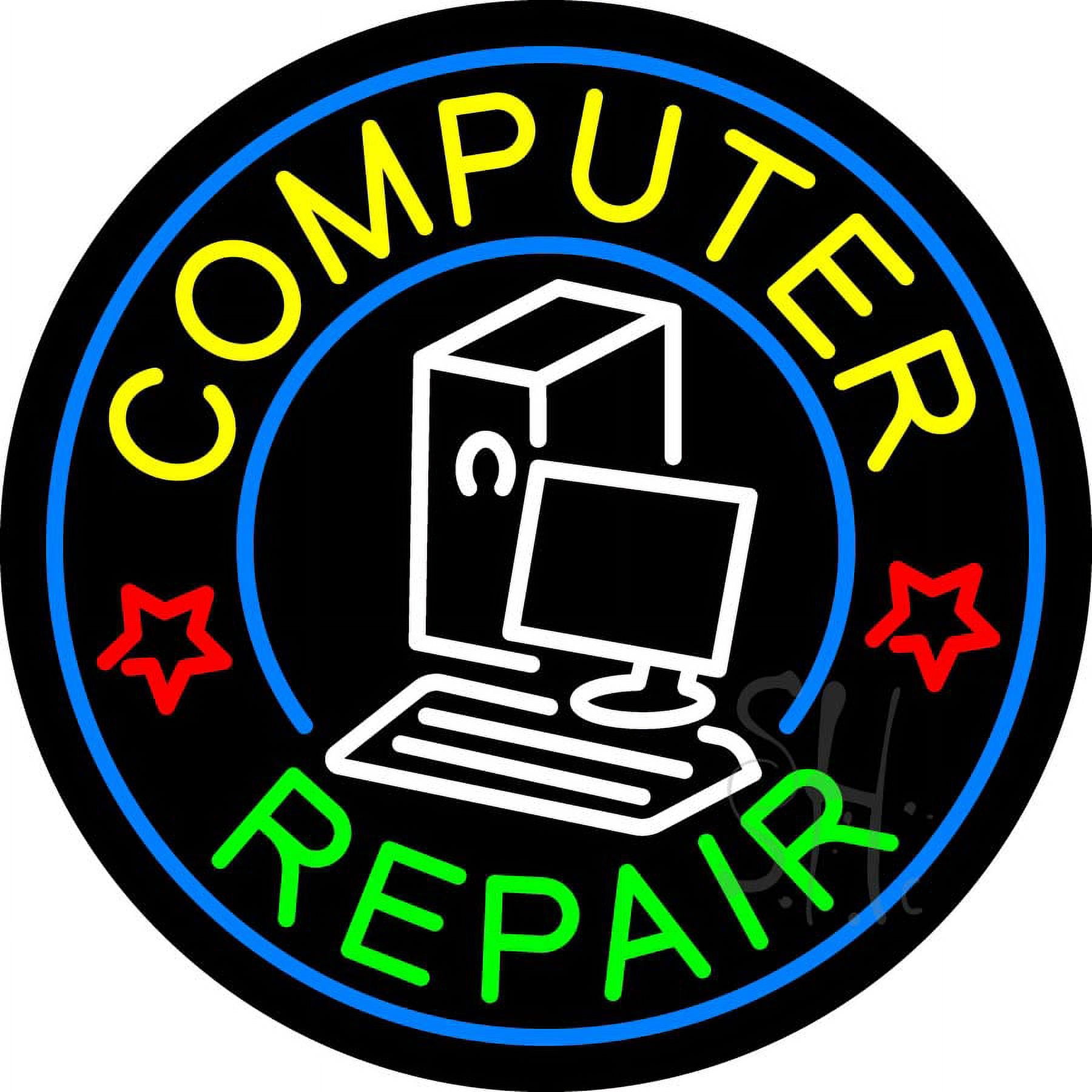 Computer Repair LED Neon Sign 26 x 26 - inches, Clear Edge Cut Acrylic ...