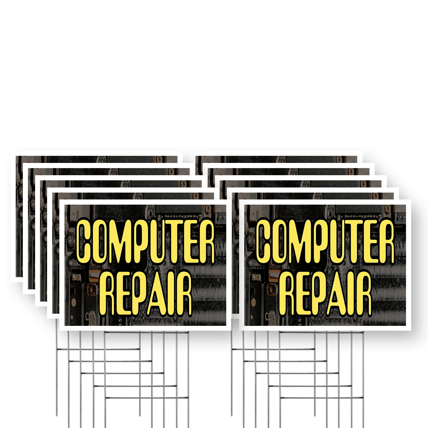 Computer Repair Yard Sign 10 Pack of 12 Inch x 16 Inch Double Sided ...
