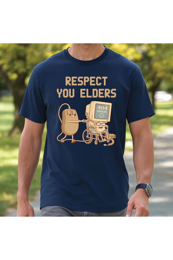 Computer Respect Your Elders T-Shirt – Funny Retro Tech Gamer Tee