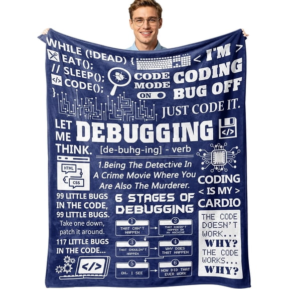 Computer Science Coding Throw Blanket, Gift for Programmers and Tech Lovers