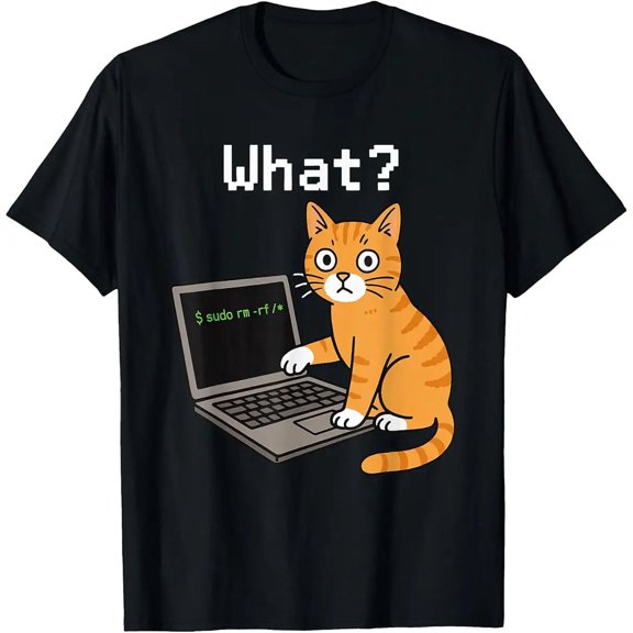 Computer Science Meme Funny Cat Developer Programming Humor Unisex T-Shirt, S - 5XL