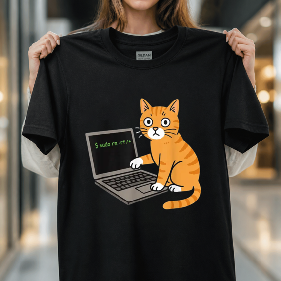 Computer Science Meme Funny Cat Programming Software Development Logic Graphic Unisex T-Shirt, S-5XL