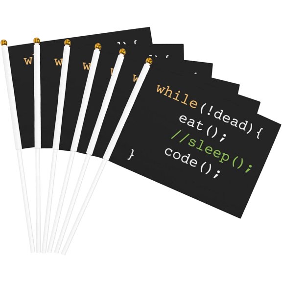 Computer Science Programmer Eat Sleep Code Flag 5x8 In Outdoor Decoration Handheld Stick Flags Six Piece