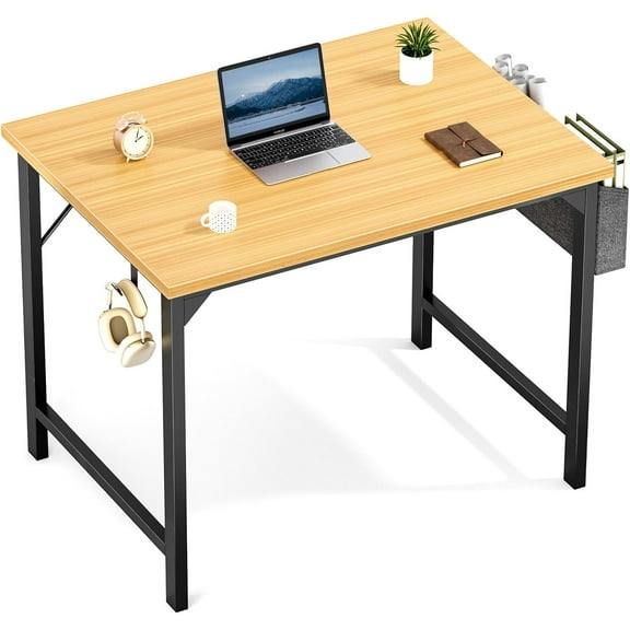 Computer Small Desk 32 Inch Home Office Writing Study Work Storage Bag Headphone Hooks Simple Modern Wood Kids Student Table