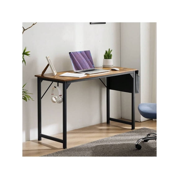 Computer Small Desk, Office 32 Inch Writing Work Study Kids Student Teacher Home Bedroom Table With Metal Frame Wood Tabletop