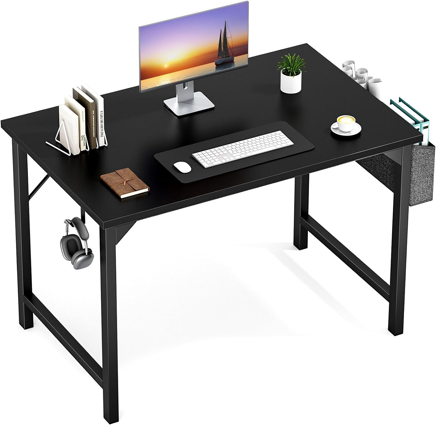 Computer Small Office Desk 40 Inch Writing Study Work with Storage Bag ...