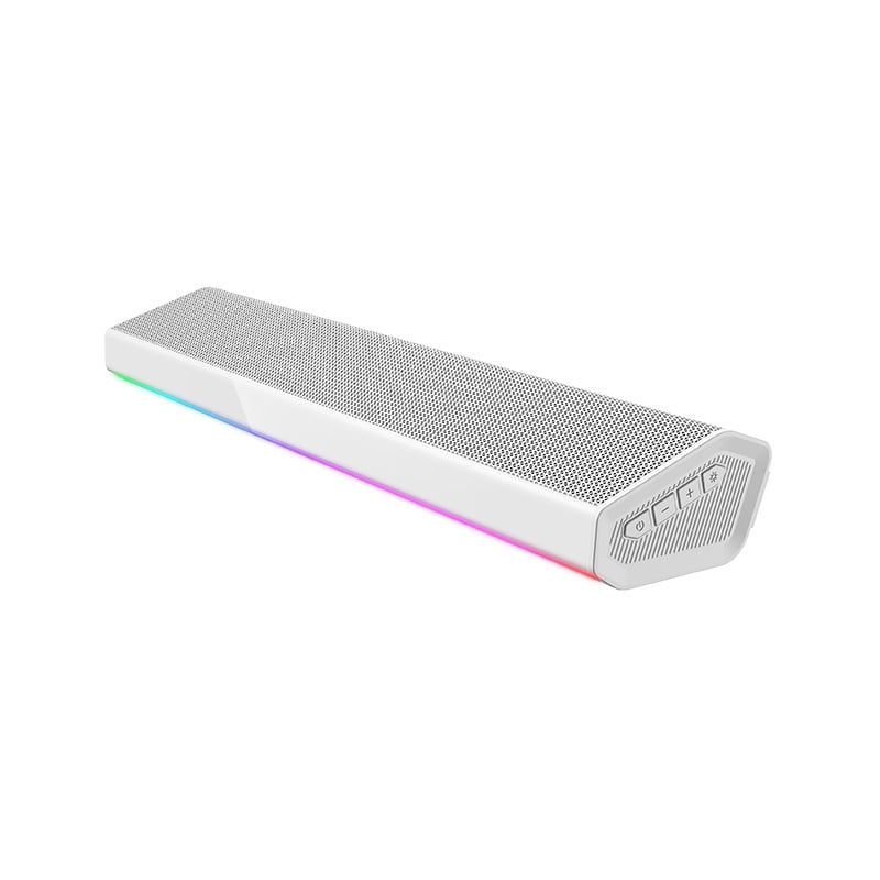 Computer Soundbar RGB Light Bar USB-C Dongle Desktop Bluetooth Speaker Wireless Subwoofer(White)