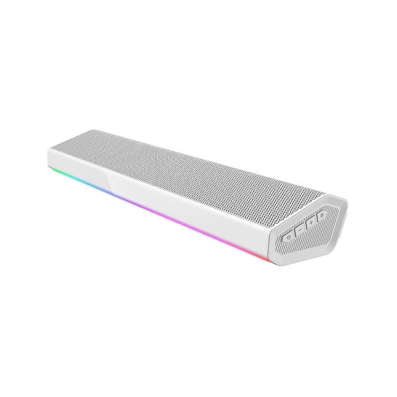 Computer Soundbar RGB Light Bar USB-C Dongle Desktop Bluetooth Speaker Wireless Subwoofer(White)