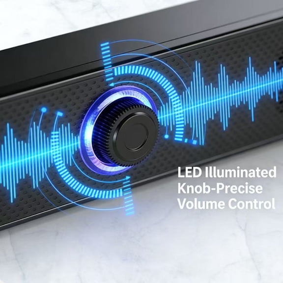 Computer Soundbar with USB Power and 3.5mm Aux, Wired PC Speaker Black 12 in for Desktop