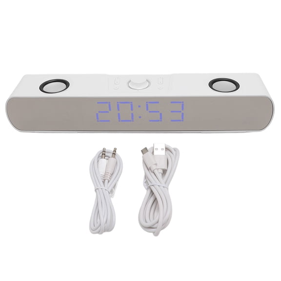 Computer Speaker Bluetooth Computer Gaming Speaker, Long Battery Life Support USB AUX in Wireless PC Bar Speaker USB Charging HiFi Stereo Stylish with FM Radio for Laptop White