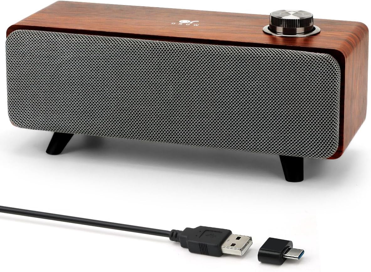 Computer Speakers,10W PC Speakers with Bluetooth,Stereo Sound & Enhanced Bass,USB Laptop Speakers,Sound Bar for PC, Phone and Mac(S207) (Brown)