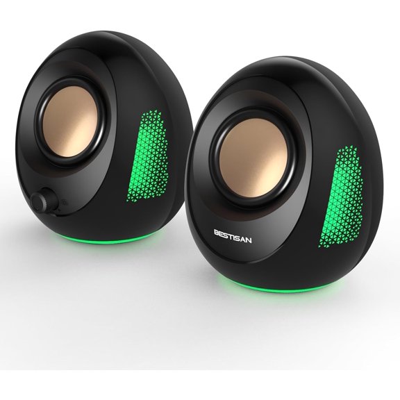 Computer Speakers, 20W Peak Power Bluetooth 5.4, USB & USB-C Powered PC Speakers with 9 RGB Light Modes, Gaming Desktop Speakers, Plug & Play Stereo & Enhanced Bass for Laptop Desktop Monitor