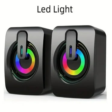 Computer Speakers with Colorful RGB Lights  USB Powered 3.5mm Aux- in Mini PC Speakers  Crystal Sound Portable Speaker for Desktop Laptop Monitor Black