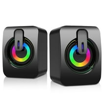 Computer Speakers for Desktop or Laptop, TSV 2.0 Stereo RGB PC Gaming Speakers with Stereo Surround Bass, 7 Colors LED Lights, USB-Powered 3.5mm Wired Speakers for PC Smartphone Tablet Projector TV