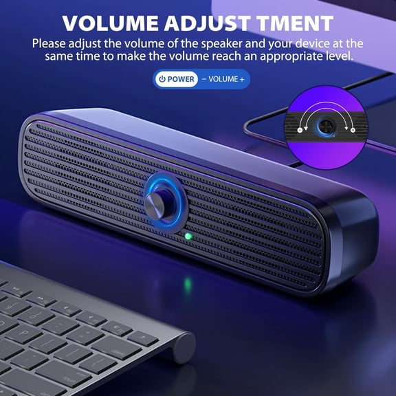 Computer Speakers for Desktop Laptop Tablet, USB Powered PC Speakers, Small Wired Speakers with Volume Control, Stereo Sound 3.5mm Audio Jack for Windows Mac Linux Computers
