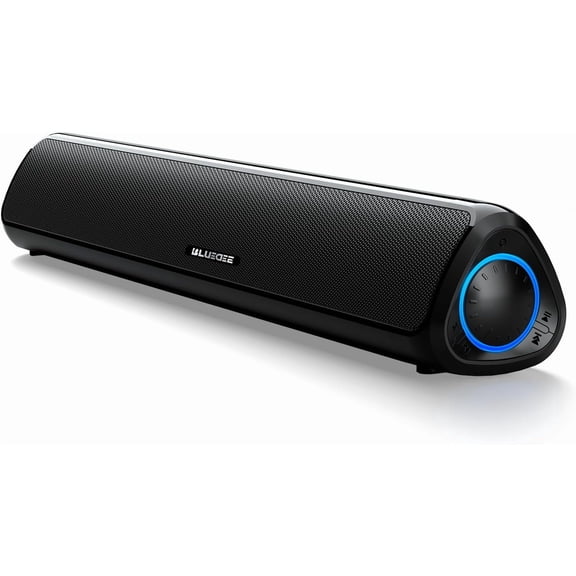 Computer Speakers for Desktop PC, Rechargeable Computer Sound Bar | Bluetooth 5.3 & 3.5mm AUX, Clear Balanced Sound, Compact PC Soundbar for Desktop, Laptop, Monitor & Gaming Setup