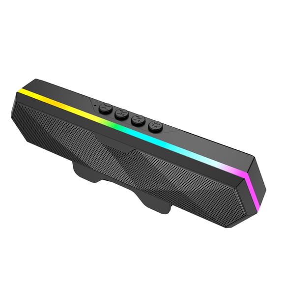 Computer Speakers for Desktop PC Monitor, PC Speakers for Desktop with 40mm Drivers, Computer Sound Bar, Stereo Sound, 6 RGB Lighting Modes, USB Type-C Adapter Plug and Play, Easy to Clip on Monitor