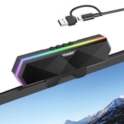 Computer Speakers for Desktop PC, Wired USB Monitor Speakers, Computer Soundbar with RGB Lighting and Easy Clip-on Design, Plug and Play PC Speakers for Laptop,