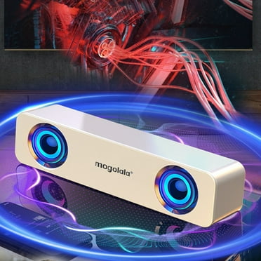 Computer Speakers Desktop Soundbar, HiFi Stereo Audio RGB Mini Sound Bar External Speaker with Bluetooth AUX-in Wired USB Powered Volume Control for PC Laptop Tablets Monitor