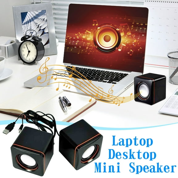 Computer Speakers, Mini USB Wired Desktop Audio, Compact Stereo Multimedia Laptop Sound System with Volume Control