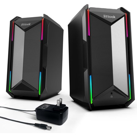 Computer Speakers for Music and Gaming, DC Adapter Powered Speakers for Desktop PC or Laptop, Bluetooth 5.3 Desktop Speaker, 10 RGB Modes, 3.5mm Aux in, Headphone Port, Type-c Port, 30W, 3 EQ