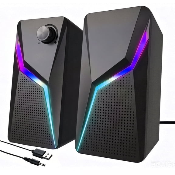 Computer Speakers, PC Gaming Speakers with Enhanced Bass and Volume Control, Stereo 2.0 USB Powered 3.5mm Aux Multimedia Speakers for Laptop/Desktop/Tablets/Phone