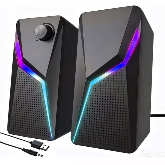 Computer Speakers, PC Gaming Speakers with Enhanced Bass and Volume Control, Stereo 2.0 USB Powered 3.5mm Aux Multimedia Speakers for Laptop/Desktop/Tablets/Phone