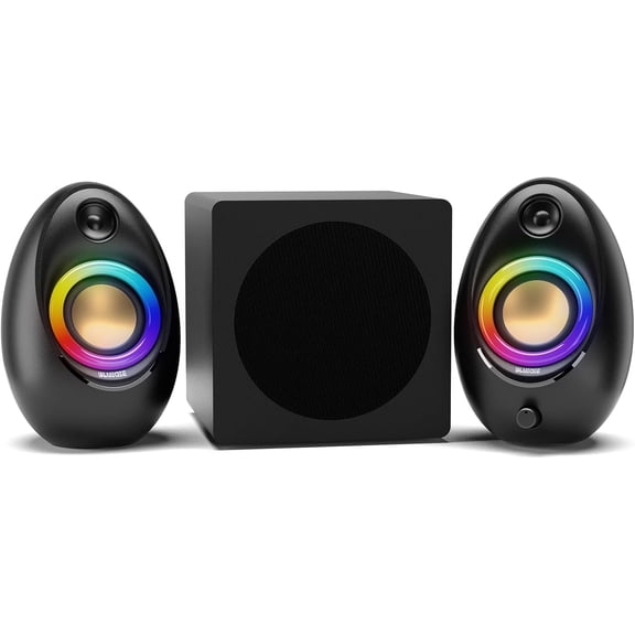 Computer Speakers with Subwoofer, 2.1 PC Speakers with Deep Bass and 80W Peak Power, Adapter Powered, Bluetooth 5.4 & USB/USB-C/AUX-in, RGB Desktop Speakers for Computer, Laptop, Monitor