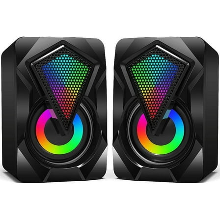 Giizhmy Wired 2.0 Channel Computer Speakers with Speaker, Black, New