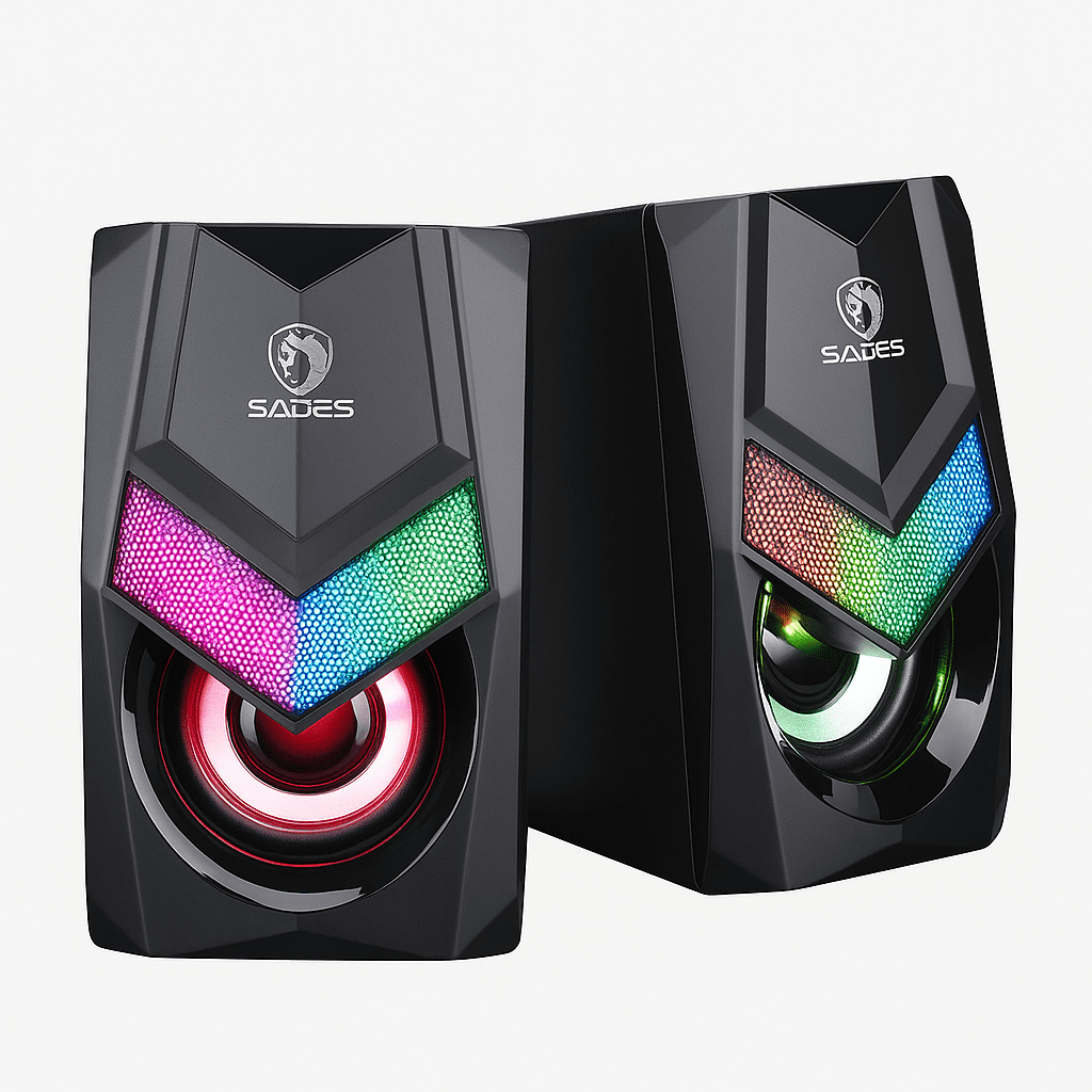Computer Speakers for PC, Desktop Speakers for USB, Cheap Speakers with RGB Light, Black, New