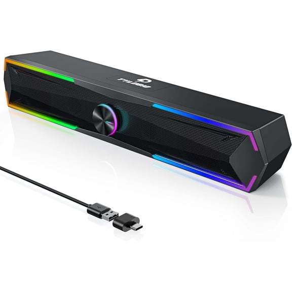Computer Speakers for Pc Desktop with Clear Sound, Flowing LED PC Speaker for Computer Desktop Laptop Monitor, Bluetooth & USB Input