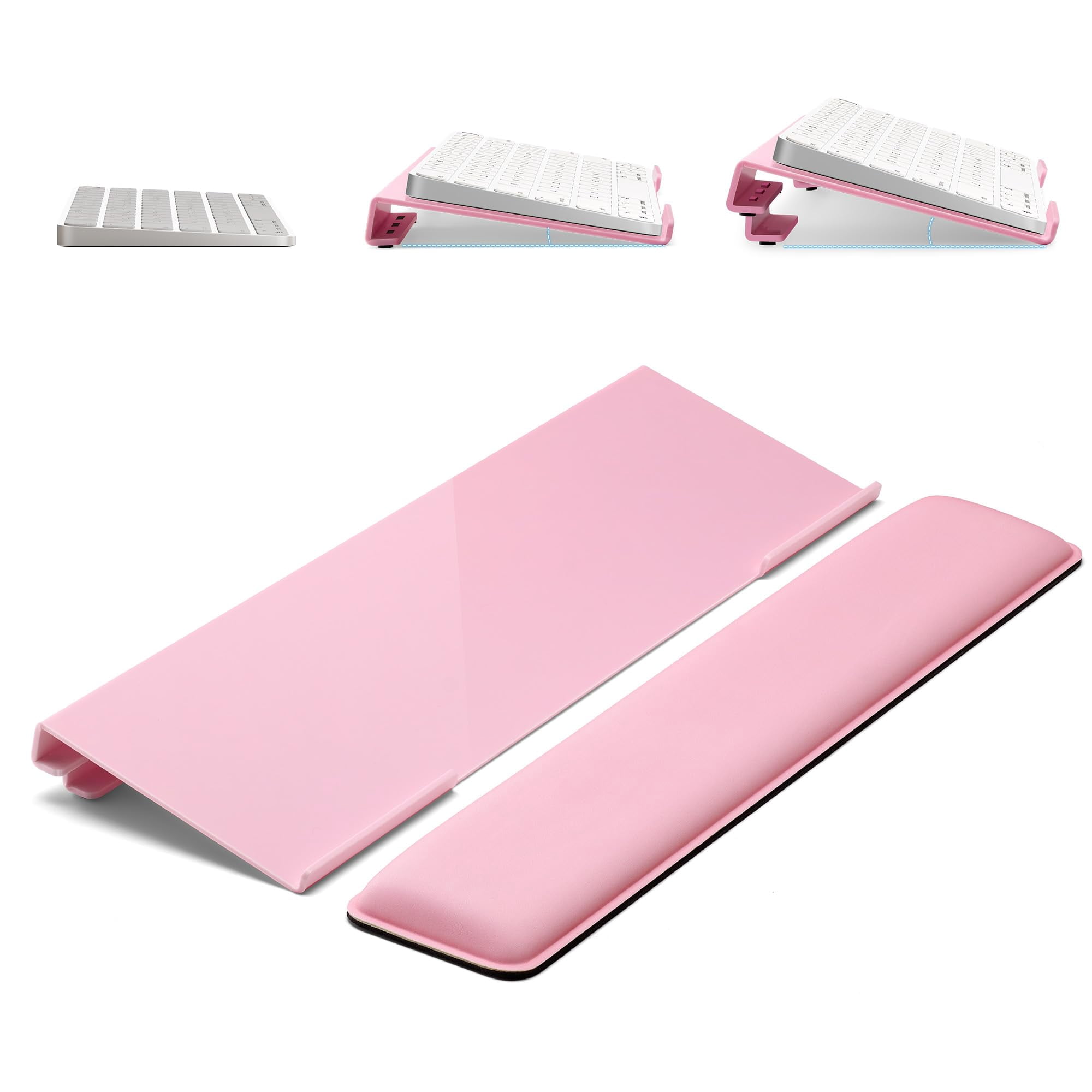Computer Stand For Desktop  2-level Height Adjustment Wrist Rest Non-slip Key Board Riser Pad Office Gaming And Home Desks(pink)