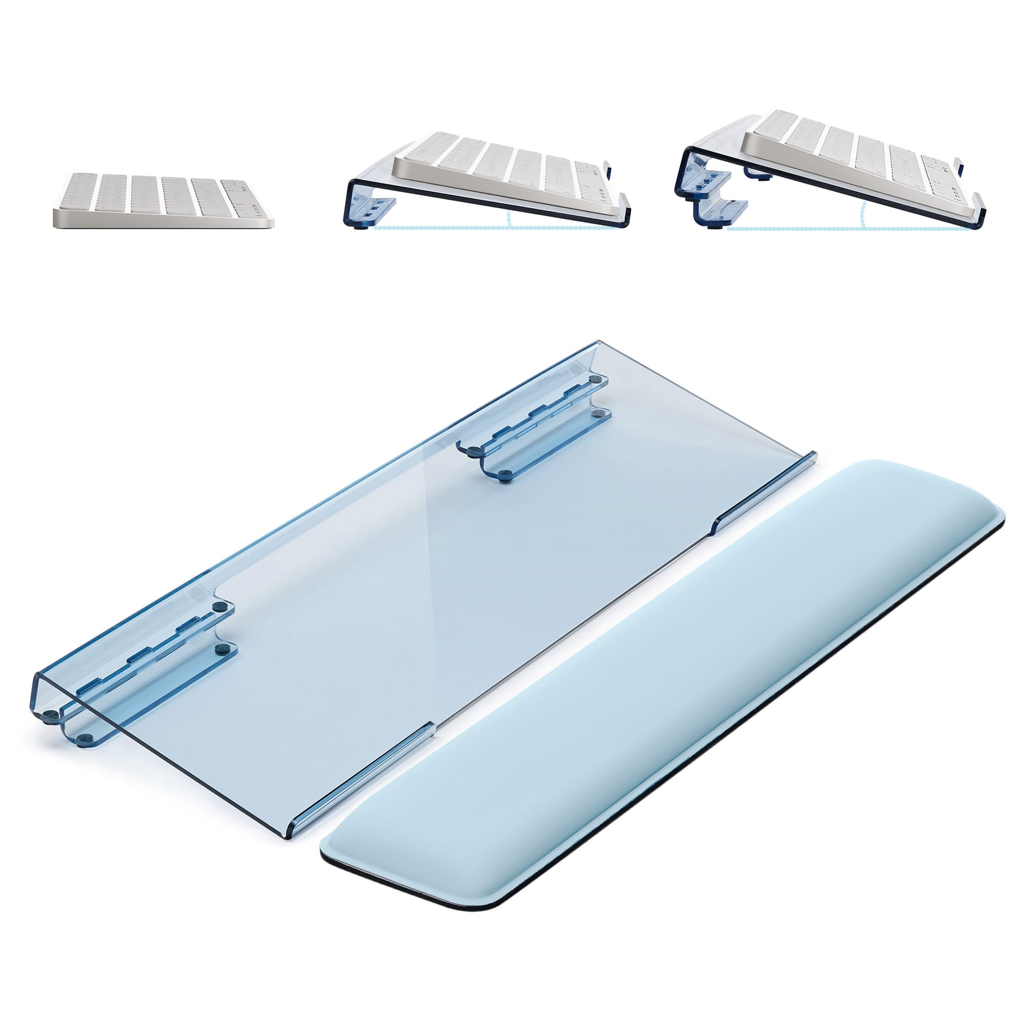 Computer Stand For Desktop  Wrist Rest 2-level Height Adjustment Non-slip Key Board Riser Pad Office Gaming And Home Desks
