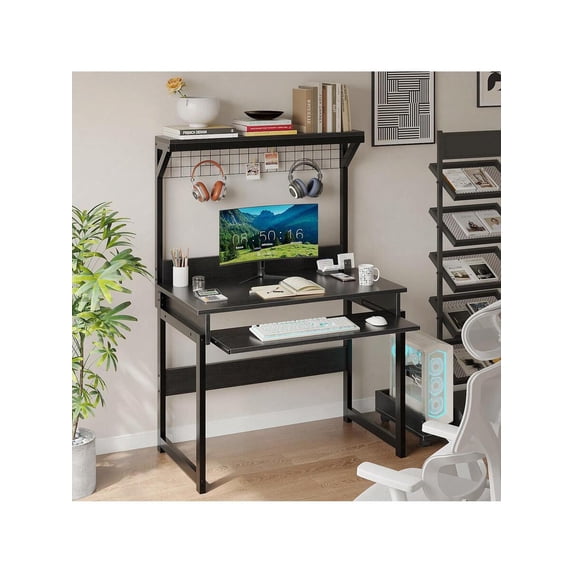 Computer Table, Study Table, Desk With Computer Stand Groove Design ...