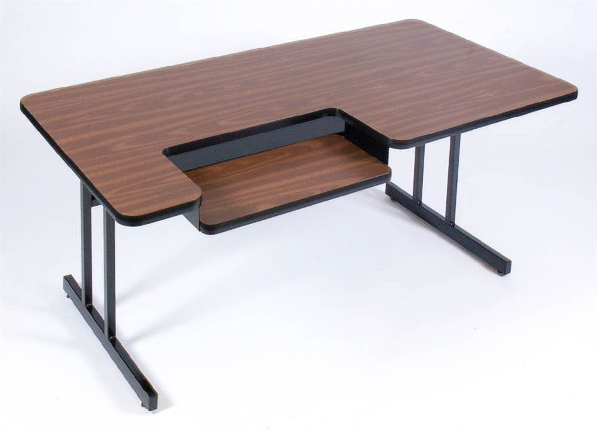 Computer Table in Walnut Bi Level Work Station (30 in. x 48 in./Black