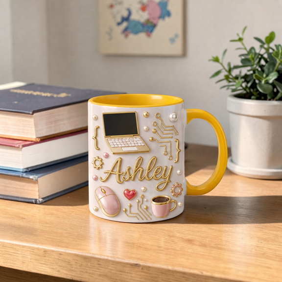 Computer Teacher Ceramic Mug Personalized Coding Gift for Tech Teacher - 3D Effect Mug