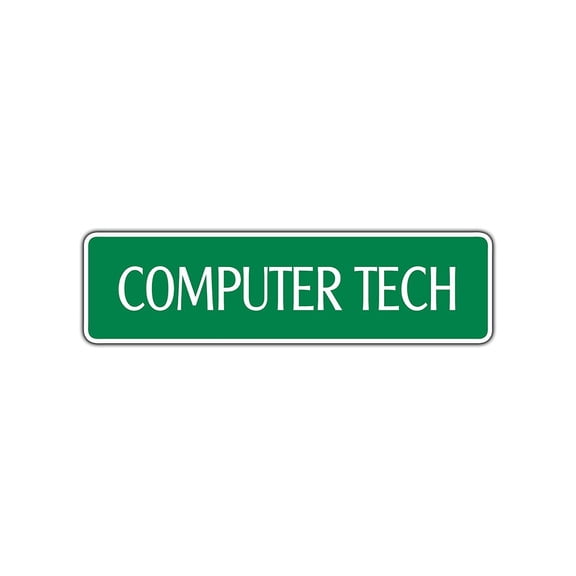 Computer Tech Street Sign Geek Repair Fix Apple PC Network Program IT Guy Gift 4x13.5