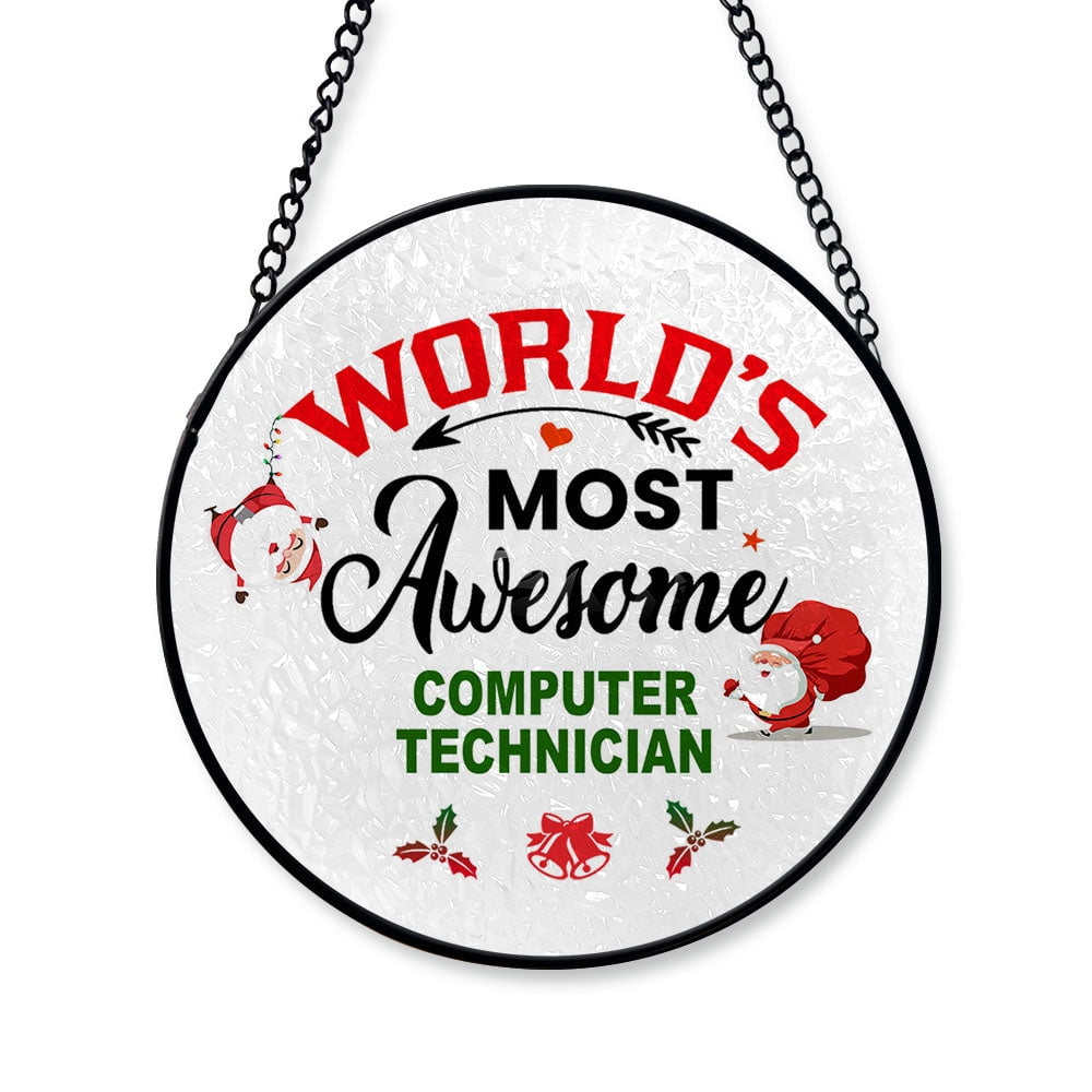 Computer Technician Stained Glass Window Hanging 2025 Gifts for Men ...